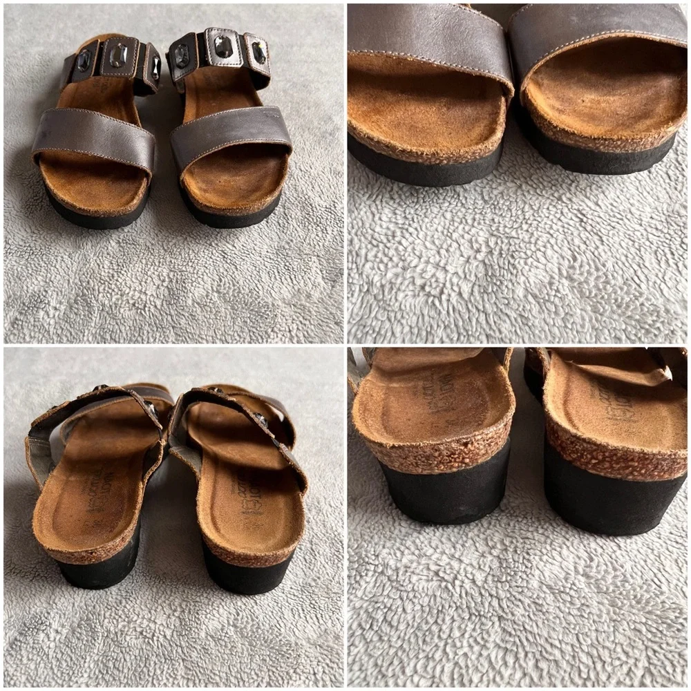 Naot  Michele Rhinestone Jewel Bejeweled Strappy Cork Comfort Sandal Silver Gray - Picture 4 of 15